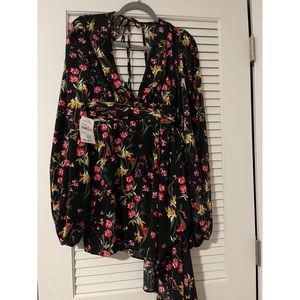 Katie May Sleepless Nights Floral Long Sleeve Cocktail Dress